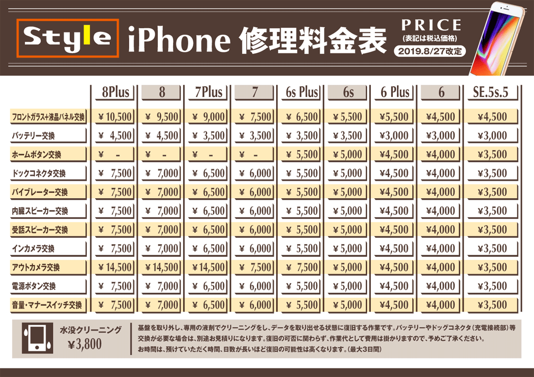 iPhone修理料金表